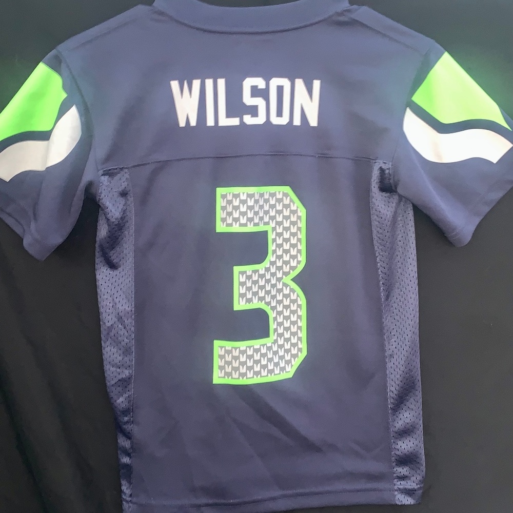 Youth Russell Wilson #3 NFL Team Apparel, Seattle Seahawks Jersey Sz. Small (8)